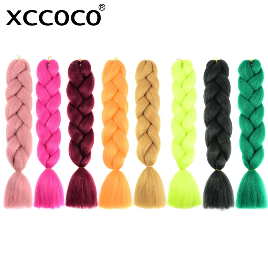 XCCOCO вязаные крючком волосы синтетические плетеные для наращивания 24 дюйма Омбре