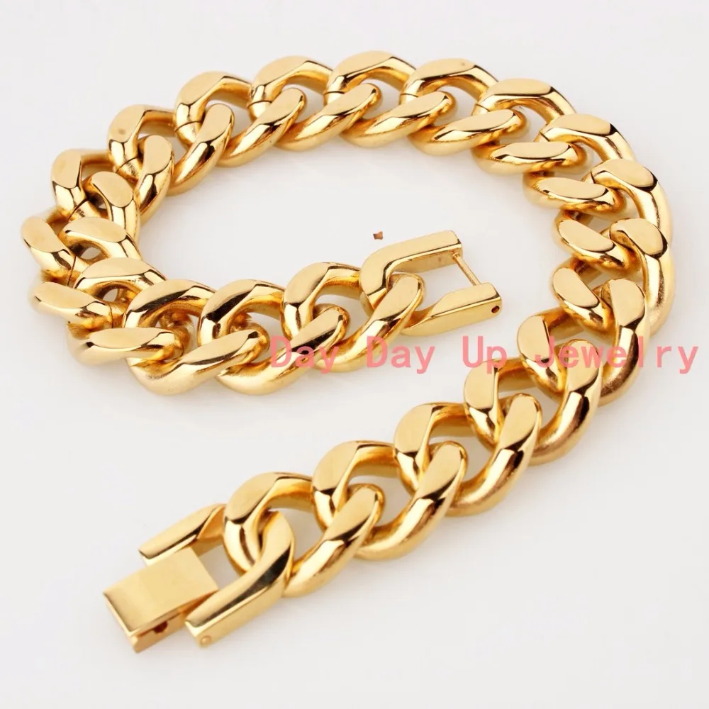 Мужской и женский браслет из нержавеющей стали золотистого цвета с ремешком 7 &quot