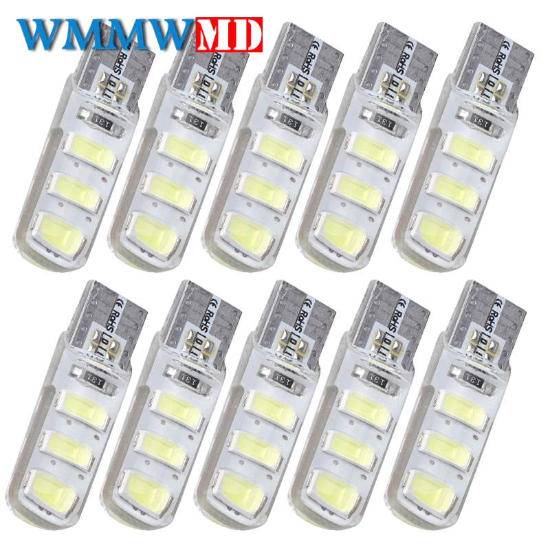 10 шт. T10 W5W светодиодный 5630 6smd автомобильный интерьерный светильник COB силиконовый