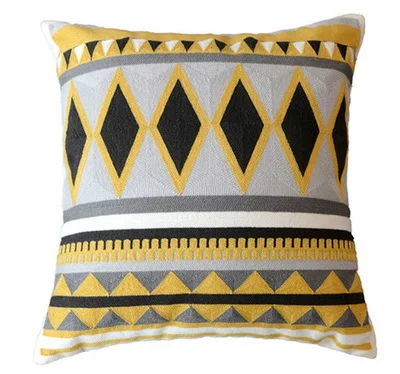 Pattern A Junwell диванные подушки, 18x18 дюймов, хлопок, полная вышивка, геометрические круги, декоративные подушки - Цвет: Pattern A