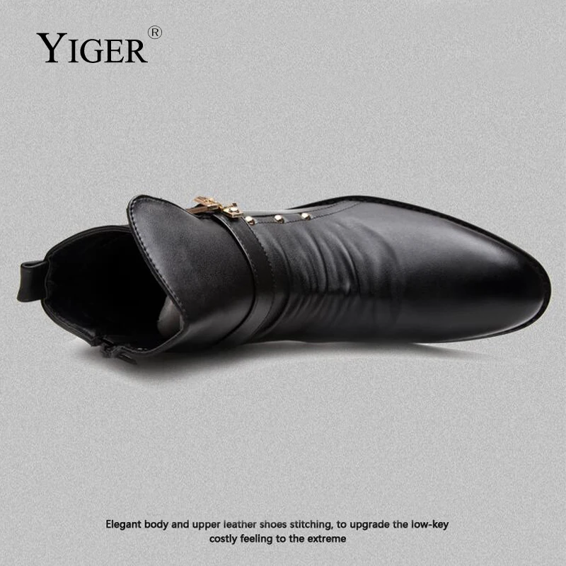YIGER/Новинка 2018 года мужские Ботильоны Ботинки Martin из натуральной кожи короткие