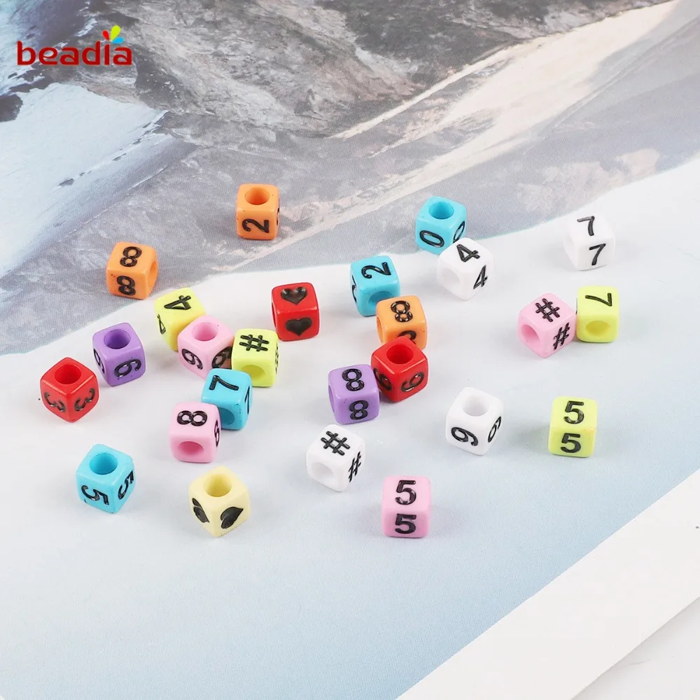 100pcs 6mm Mixed Square Alphabet Letter Beads Charms Bracelet Necklace For DIY Jewelry Making Clothing Decor Accessories