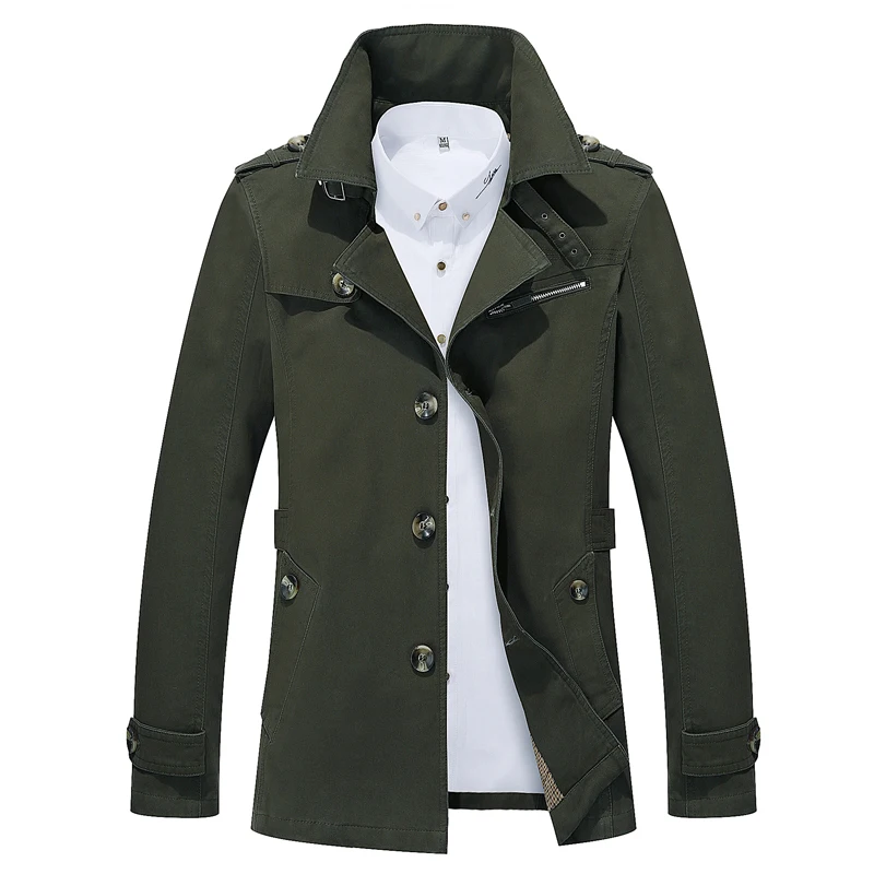 Мужские ветровки повседневный Тренч приталенное Брендовое пальто деловое