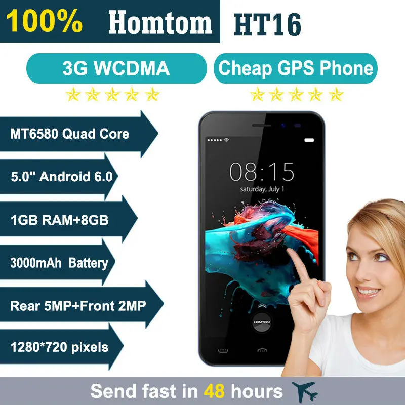 HOMTOM HT16 смартфон 5 0 дюймов HD 1280x720 ips Mtk6580 4 ядра мобильный телефон с Android 6 1 ГБ