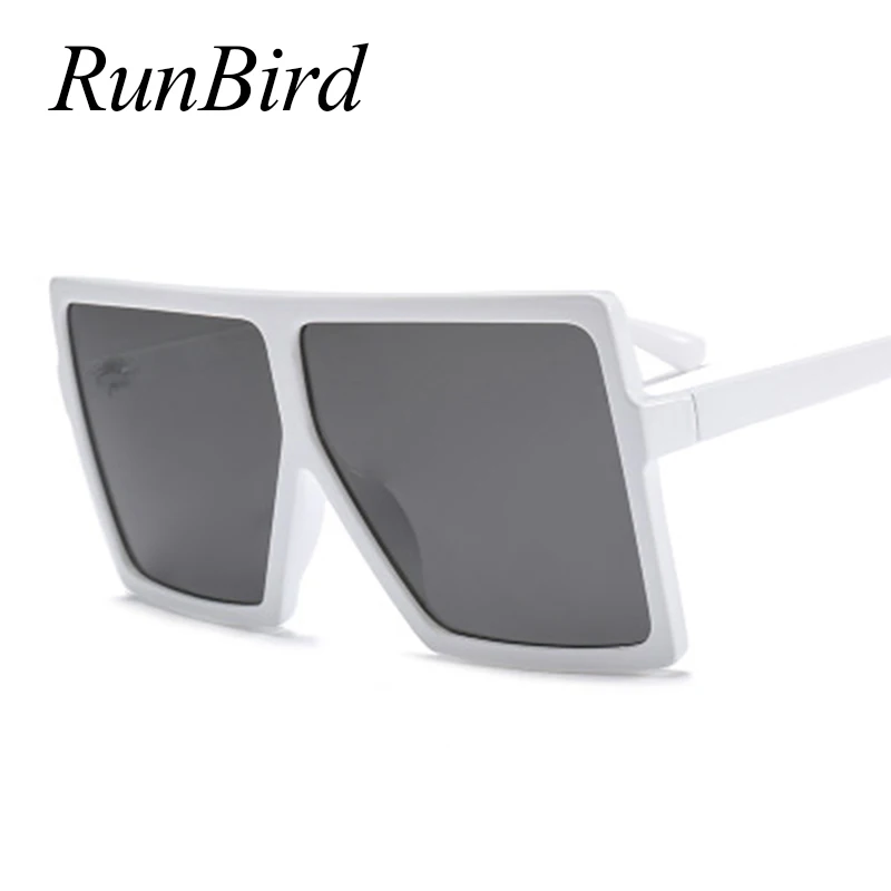 RunBird дешевые негабаритные Солнцезащитные очки женские квадратные плоские белые