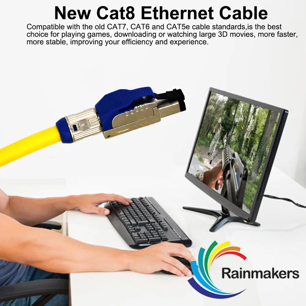 Ethernet Cat8 Network Cable LAN Cord (5 Ft) - Internet 40Gbps 2000Mhz High Speed Supports Cat7/Cat6/Cat5e Standards (Yellow) | Мобильные