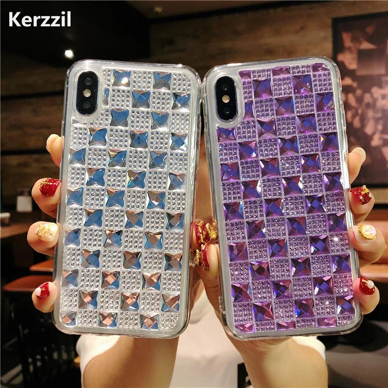 Kerzzil 3D Алмазный Узор чехол для телефона iPhone X Роскошный горный хрусталь Мягкий ТПУ