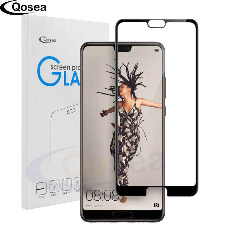 Черный 10 шт. закаленное стекло для huawei P20 Pro 9H полный экран защитный край для huawei P20 Lite Защитная пленка для экрана прозрачное стекло - Цвет: Черный