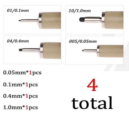 A 4 шт./компл. Pigma Micron иглы пера чертежная ручка Lot 005 01 02 03 04 05 08 BR маркер для рисования Графический дизайн - Цвет: A