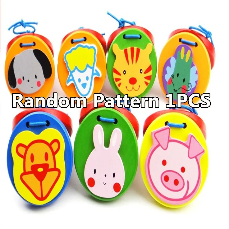 Random Color 1pcs Случайный цвет Мультяшные животные кастаньеты Детские Музыкальные инструменты ранние образовательные музыкальные игрушки для детей деревянные кастаньеты для детей - Цвет: Random Color 1pcs