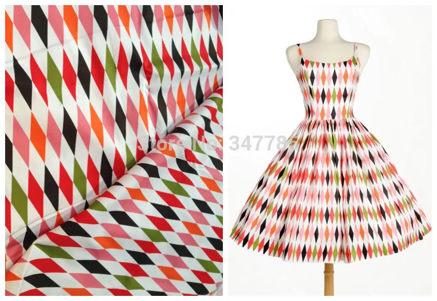 Винтажный хлопковый тканевый счетчик с алмазным принтом для шитья текстильного