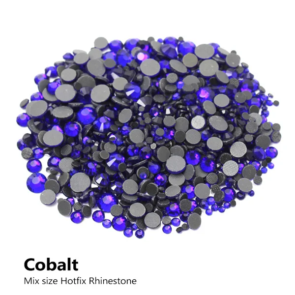 Cobalt Горячая Распродажа, 30 цветов, смешанные размеры, горячая фиксация, стразы, 2000 шт., стразы с плоским основанием для одежды, сумки для обуви - Цвет: Cobalt
