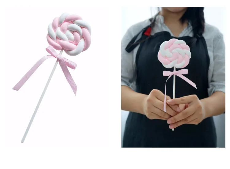 SWEETGO искусственное украшение леденец поддельный десерт модель глина закрученный сахар десерт для витрины фотографии магазин дисплей