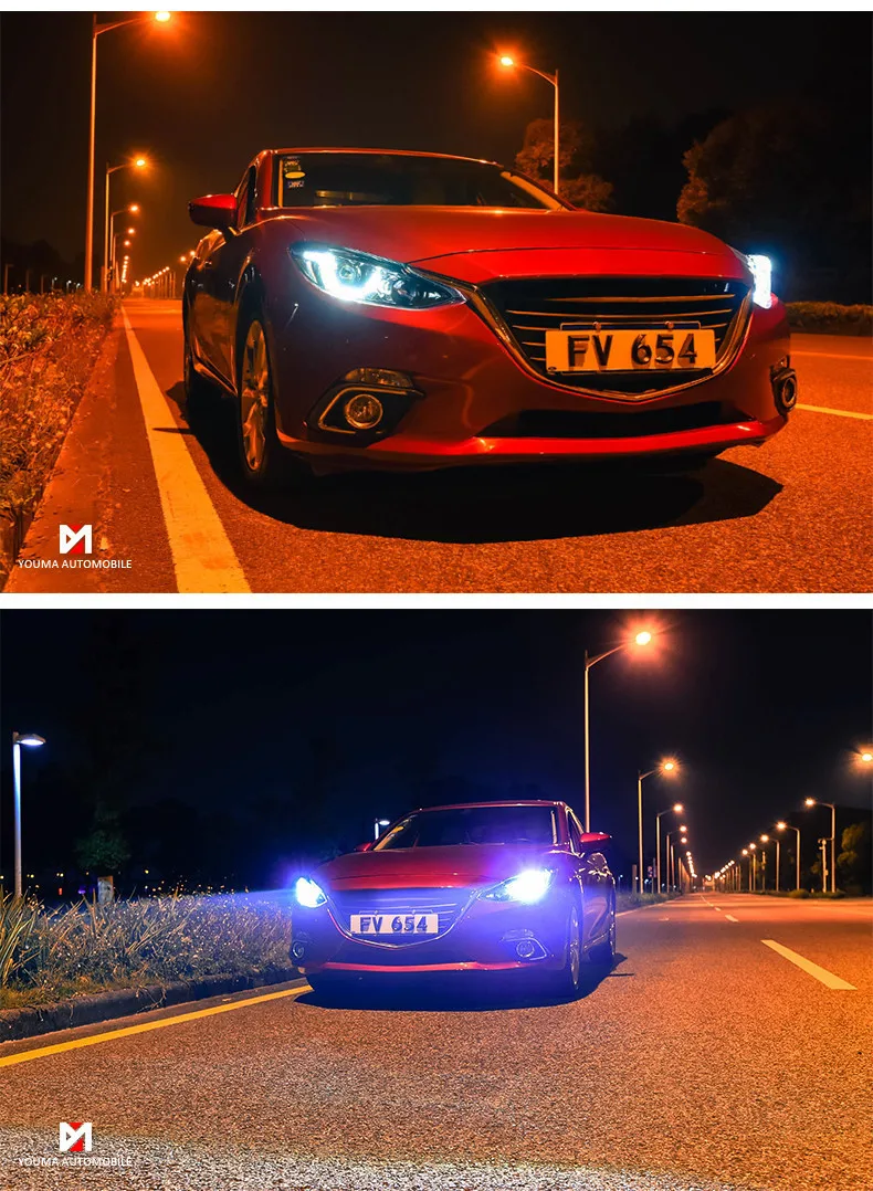 KOWELL автомобильный Стайлинг для Mazda 3 светодиодные фары для Axela drl H7 hid Биксеноновые линзы ближнего света