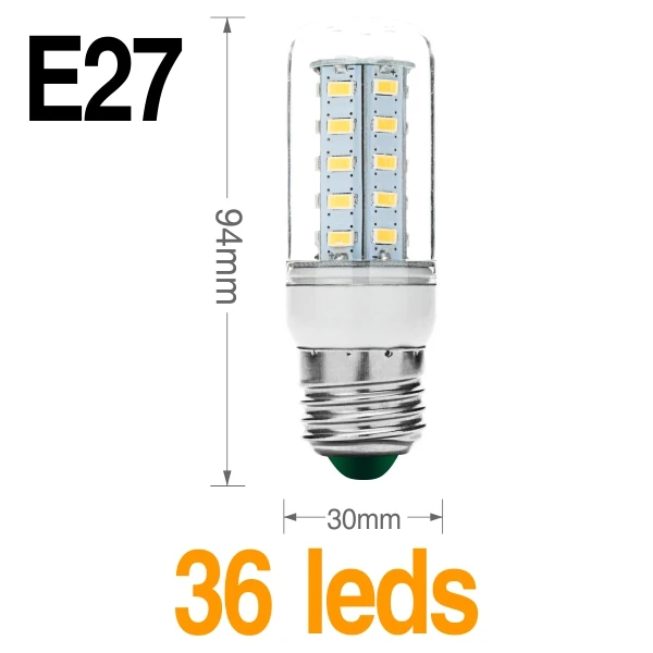 E27 36leds E27 E14 светодиодный шарик 30 36 56 72 89 светодиодный s люстры лампы в форме свечи SMD5730 лампа светильник светодиодный кукурузный светильник 220 В лампада светодиодный s Свеча светильник Точечный светильник - Испускаемый цвет: E27 36leds