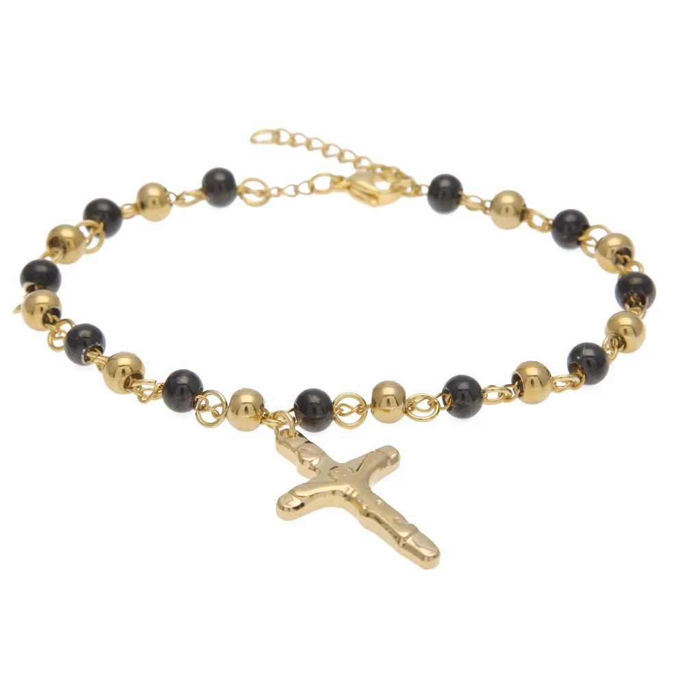 Uwin 5 красочные четки браслет бусы с крестом Иисуса высшего качества из