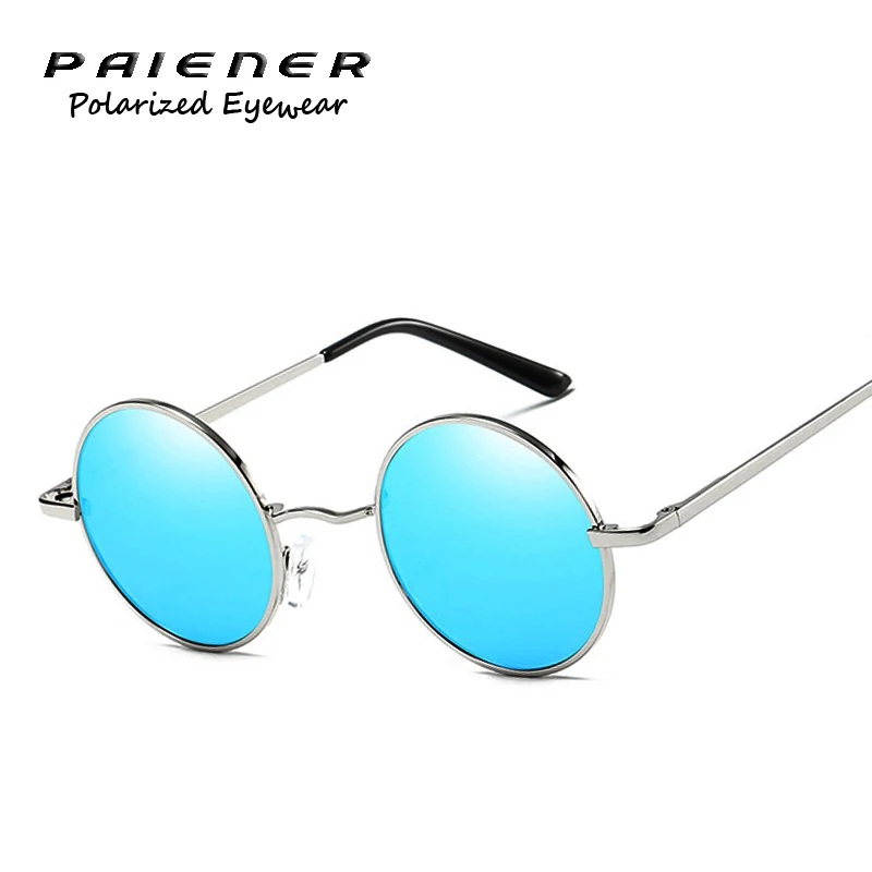 Очки солнцезащитные женские круглые поляризационные в металлической оправе с