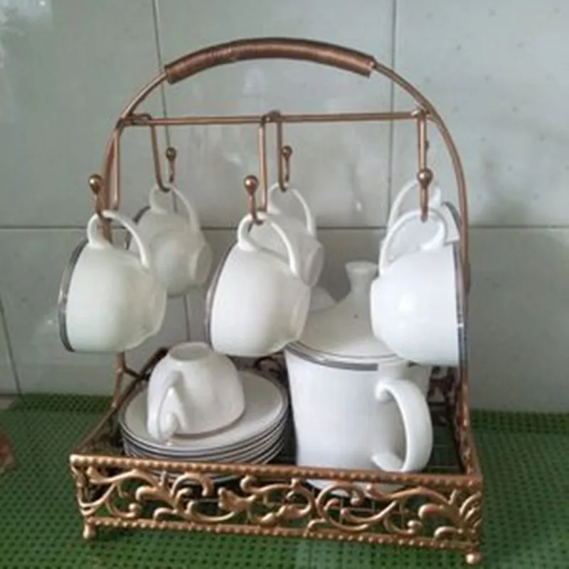 Кухонный стеллаж для хранения, железная кофейная чайная чашка, блюдце, органайзер, украшение дома