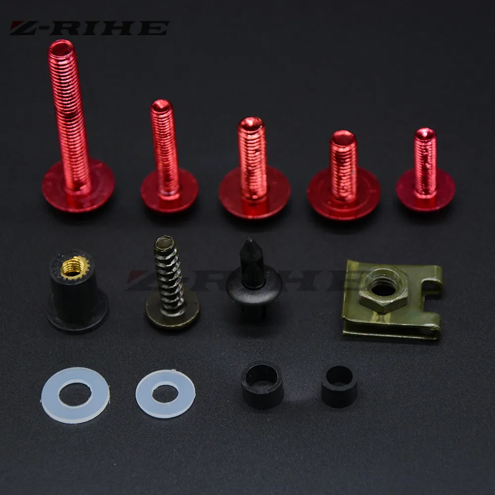 for 1 Sets Complete Motorcycle Windshield Fairing Bolts Nuts Screws Washer Kit Fastener Clips Aluminum | Автомобили и мотоциклы