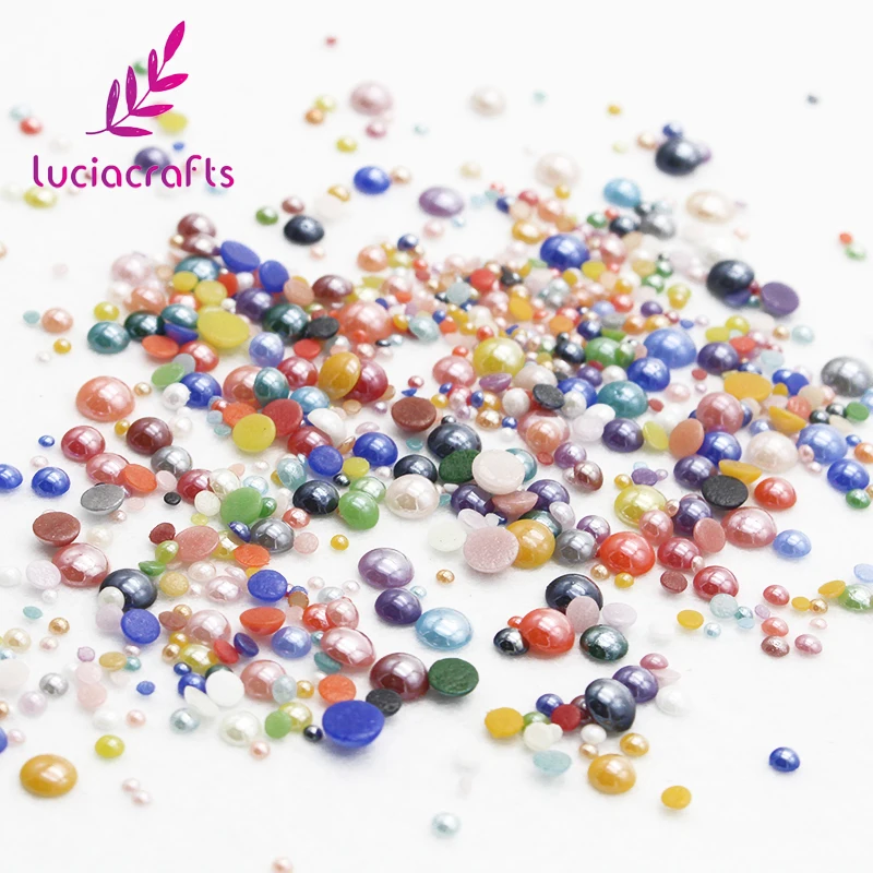 Продажа смешанных имитация жемчуга гладкие красочные полукруглые Камни DIY Flatback