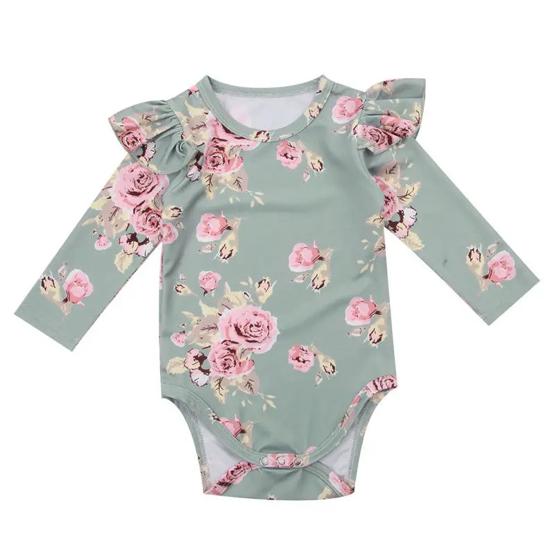 Pudcoco 0-18M Newborn Baby Girl Floral Flying Sleeve Kids Bodysuit Jumpsuit Outfits Cute Sunsuit Clothes 2017 | Детская одежда и