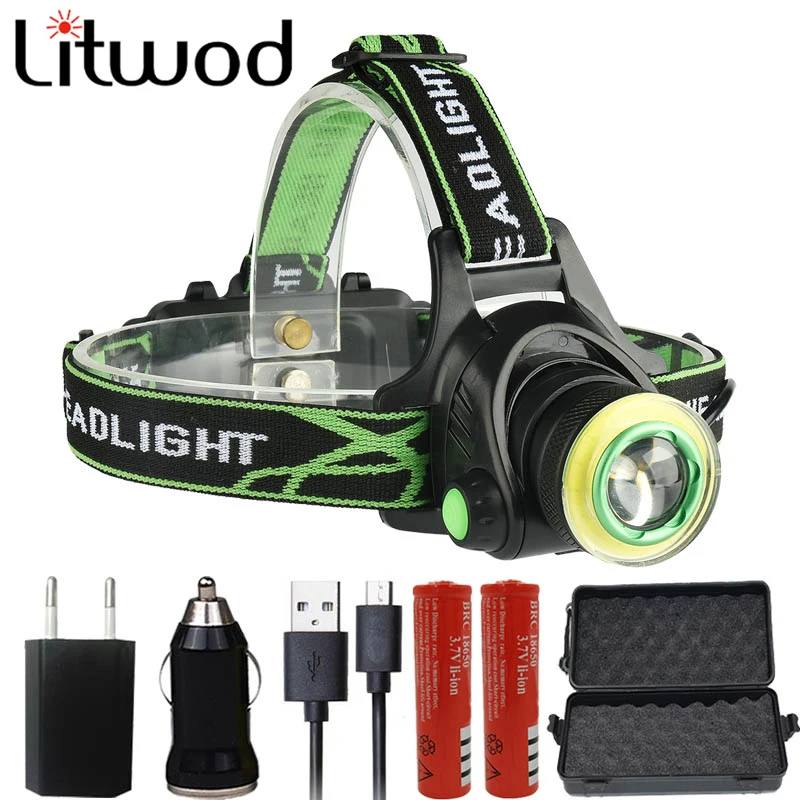 Светодиодный головной фонарь Litwod Z207403 CREE XML2 T6 COB Головной с зарядкой Micro USB