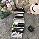 Халат в радужную полоску с принтом Femme Ete, милый свитер на бретельках для девочек, платье миди, платье-футляр для женщин, Клубное летнее платье, vestidos - Цвет: Черный