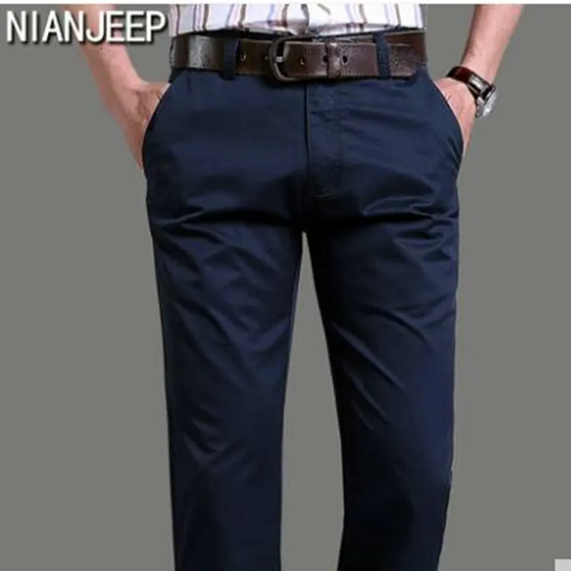 Новые модные высокое качество чисто мужские штаны из хлопка прямые длинные