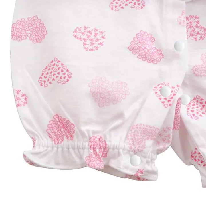 Розовый комбинезон для новорожденных девочек Летний Тонкий с коротким рукавом