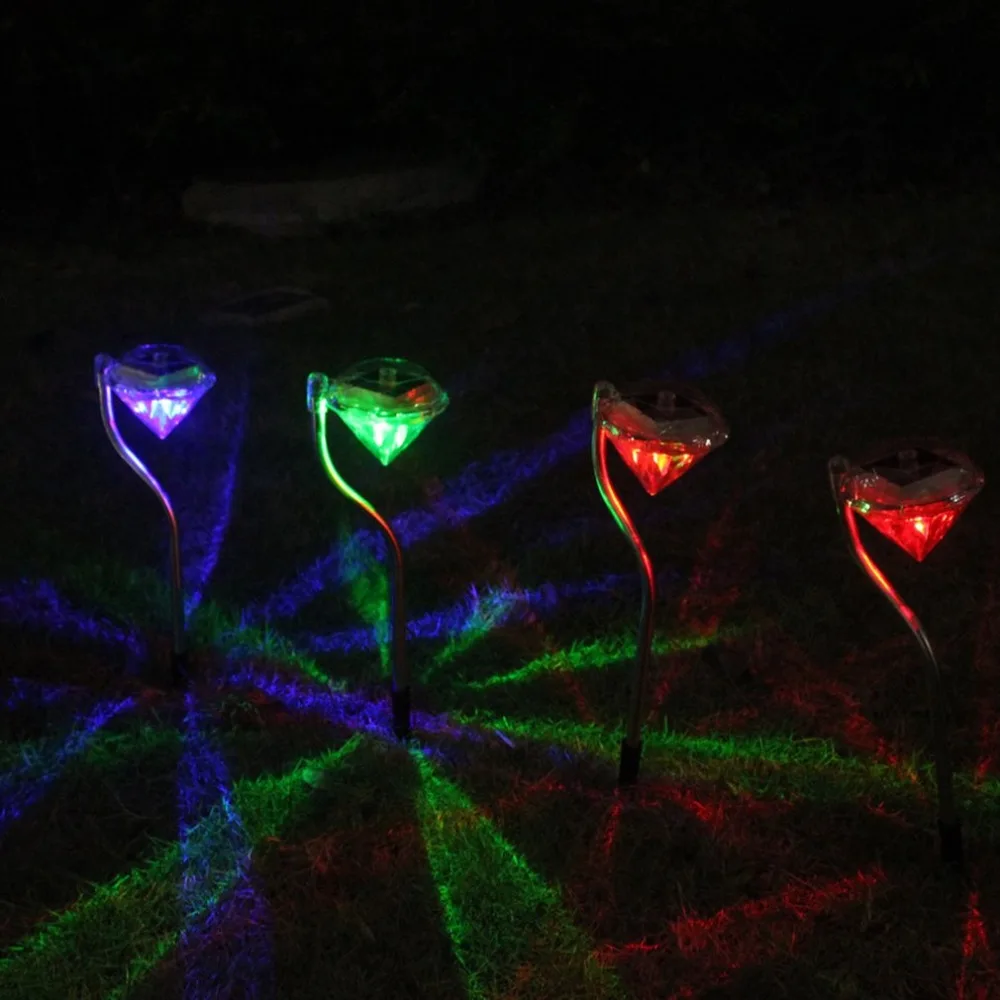 4 шт. солнечные светодиодные садовые фонари наружные алмазные огни ландшафтное