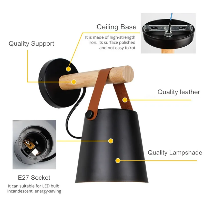 Светодиодный настенный светильник деревянный прикроватный ночник современный