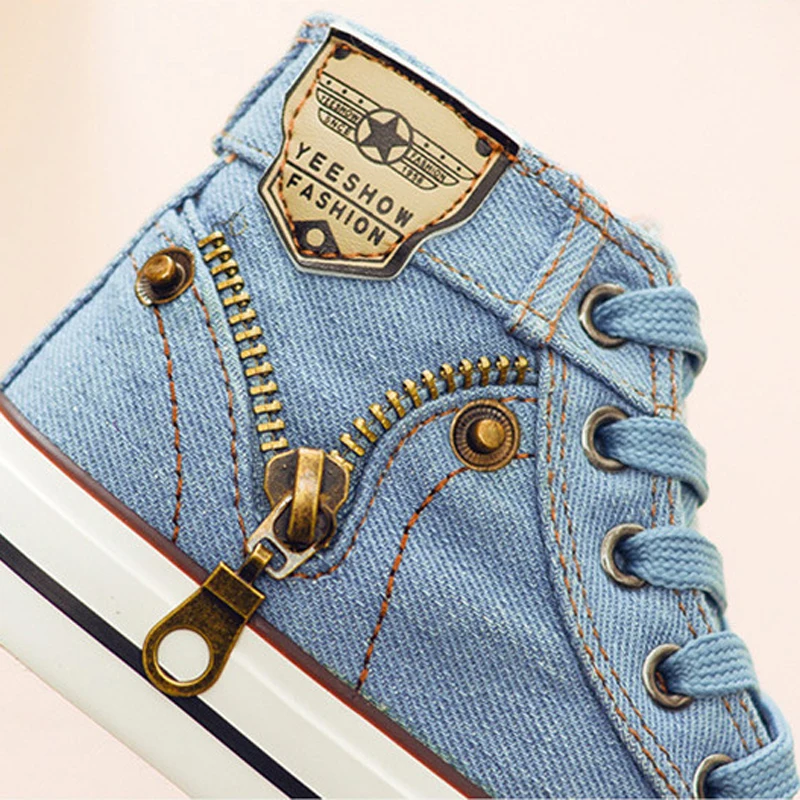 2018 Autumn Children Casual Shoes Boys Sport Breathable Denim Girls Sneakers Kids Canvas Baby Boots flat high shoes | Детская одежда и