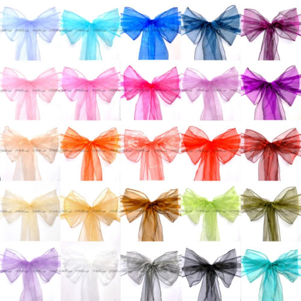 Дома художник 100 шт. золото крышка стула органзы кресло Пояса Луки Sheer Кристалл