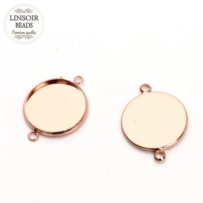 10pcs/lot 6size Rose Gold Color Copper Round Bracelet Connectors Pendants Base Crystal Setting Photo Charms Jewelry Making F3328 | Украшения