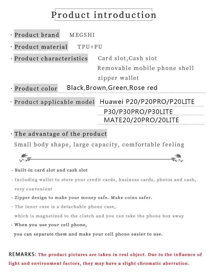 MEGSHI для huawei P30 Lite Brieftasche Fall 2 в 1 Abnehmbare Leder флип-чехол Magnetische Fall для huawei MATE20 PRO P20 pro