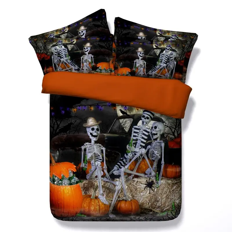 Free shipping cotton 3D 4pcs bedding set without filling twin/full/queen/king/super king size human skeleton/skull/head textile | Дом и сад