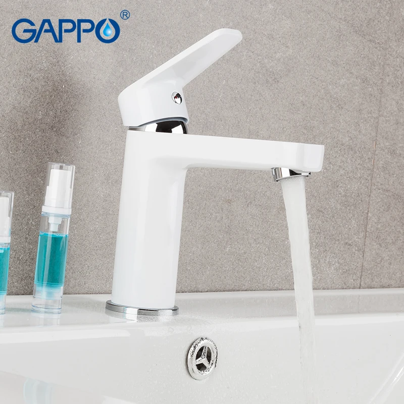Gappo white bathroom basin faucets deck mounted cold and hot water single handle Brass Home Brand Improvement | Обустройство дома