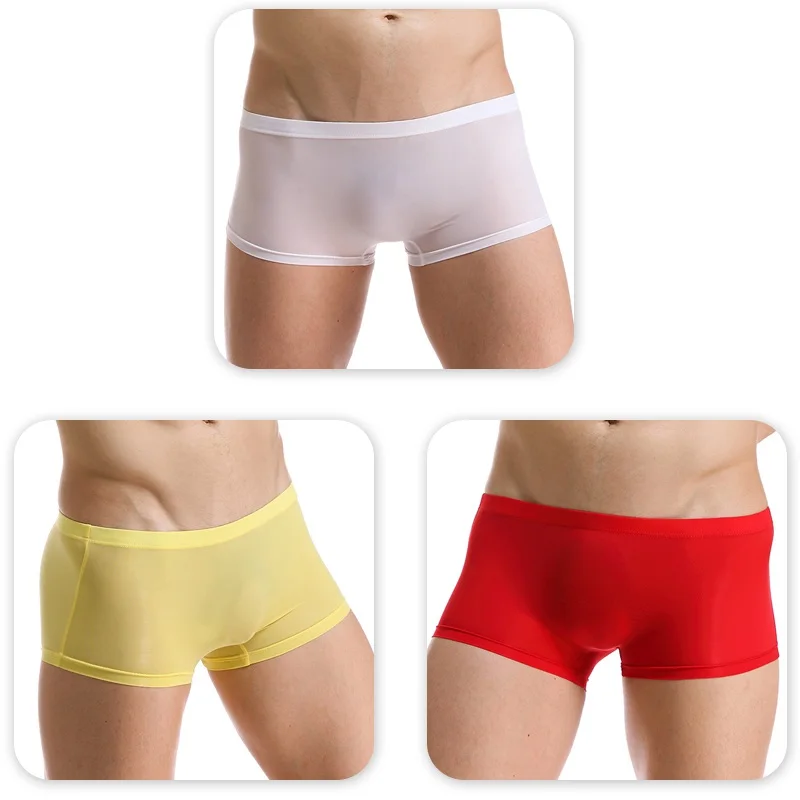 Silk Boxer Underwear Нижнее белье для мужчин, фирменные Прозрачные Боксеры из эластана, шелковые, Sous Vete, для мужчин, t Homme, слипы, сексуальные, горячие, мужские с низкой посадкой, нижнее белье - Цвет: Silk Boxer Underwear