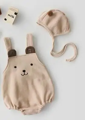Beige Модный милый комбинезон с капюшоном для новорожденных; одежда для малышей в Корейском стиле; Детский комбинезон; детская одежда; одежда для малышей; ползунки - Цвет: Beige