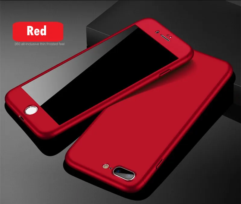 Red Роскошный 360 полный защитный чехол для телефона для iPhone 6 6s Xs Max XR X Coque чехол для iPhone 6 6s 7 8 Plus чехол 5 5S SE крышка стекло - Цвет: Red