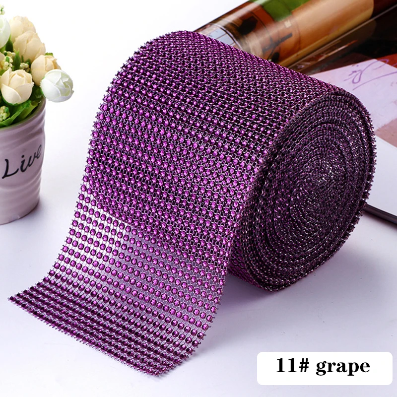 grape 10 ярдов/рулонов, Блестящий тюль, ткань в рулонах, сетчатая отделка, блестящий бриллиантовый кристалл, тюль для вечерние, свадебные, сценические, домашнее платье, украшение своими руками - Цвет: grape