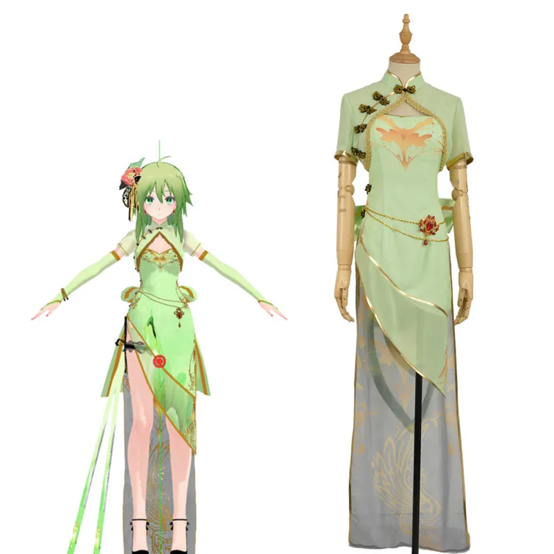 Костюм для косплея Cos Чонсам TDA VOCALOID MIKU APPEND Tda Append Miku luluka Haku MMD Girls Qipao GUMI Megpoid зеленое