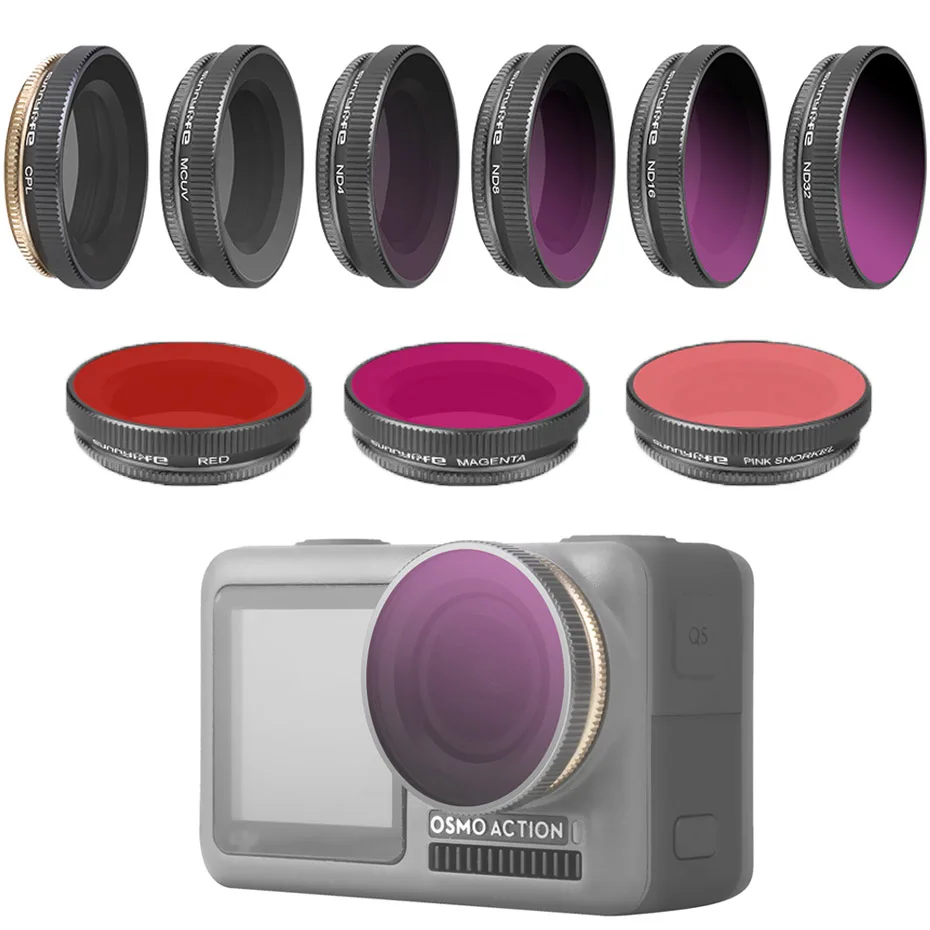 Набор фильтров для экшн камеры OSMO красный розовый Magenta УФ фильтр CPL DJI Osmo