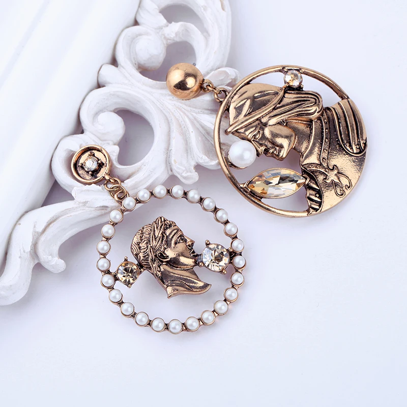 Античные золотые серьги с кристаллами в римском стиле жемчужные акриловые для