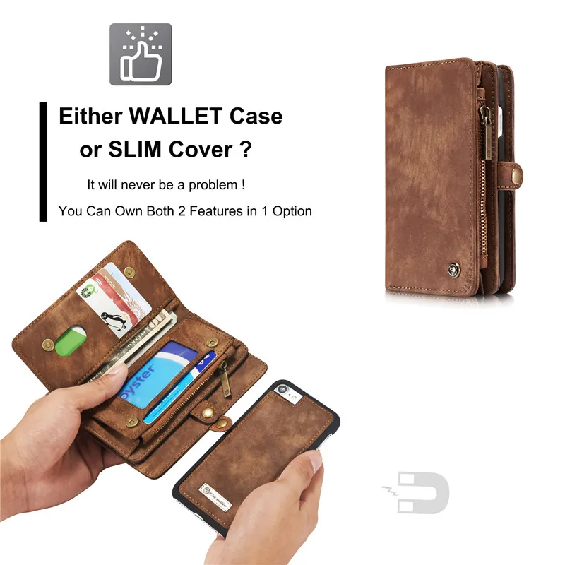 CaseMe для iPhone X 7 6s 6 Plus 8 чехол из натуральной кожи откидная крышка второй слой