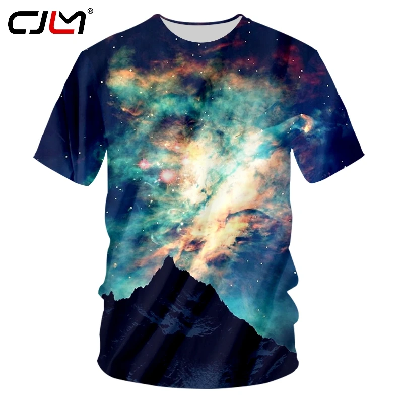 Цветная Мужская футболка CJLM с круглым вырезом 3D Звездное небо полным принтом