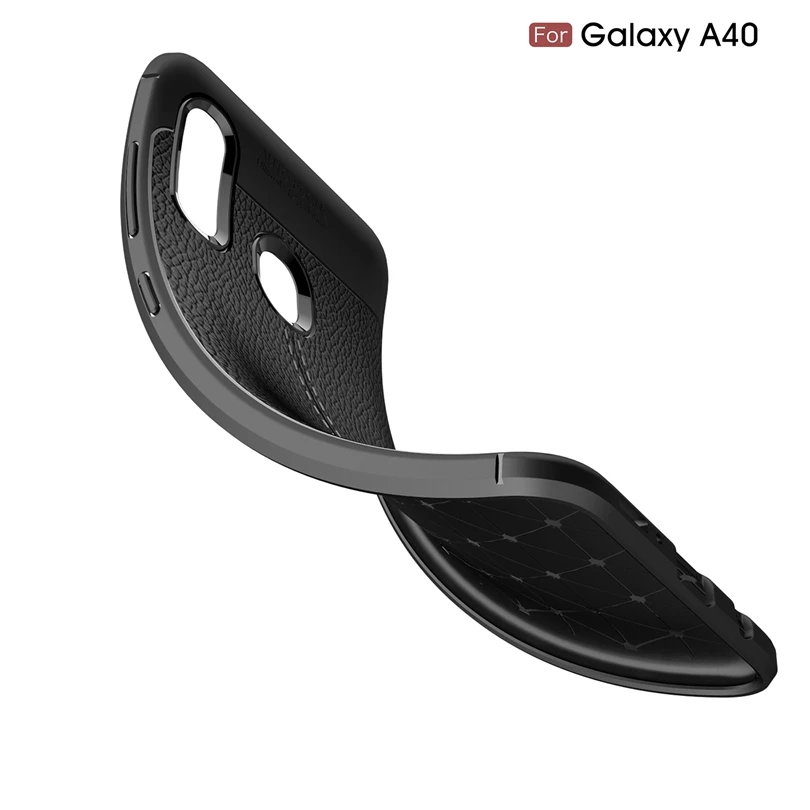 

For Samsung Galaxy A40 / A 40 Luxury Soft Silicon Litchi Striae Leather Cases For Galaxy A40 Case Coque Shock Proof Back Cover