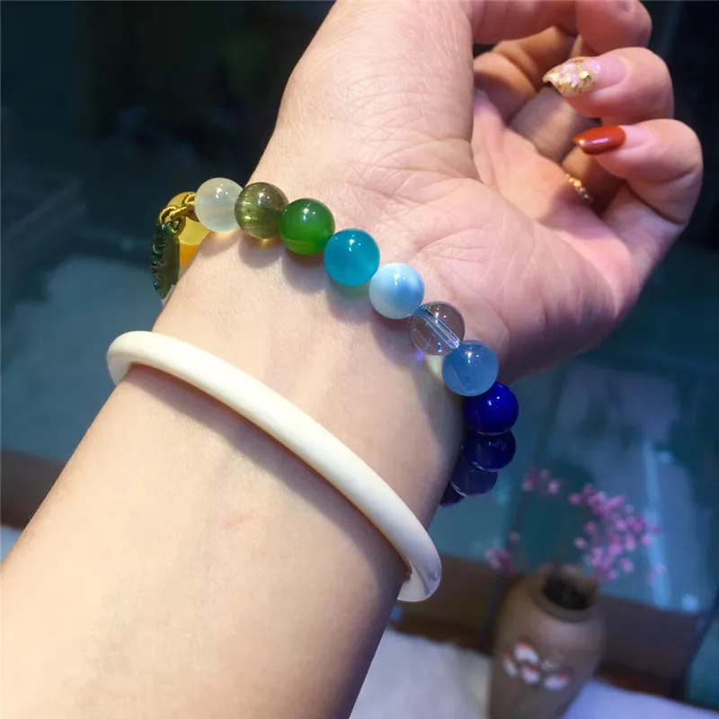 8mm Natural Rainbow Different Mixed Stone Coral Amber Rose Quartz Lapis Amazonite Charoite Beads Bracelet Jewelry Certificate | Украшения и