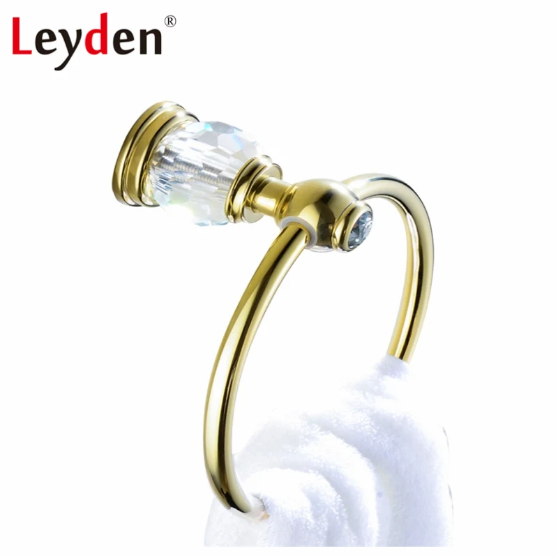 Лейден роскошный золотой Латунный &amp кристаллический держатель для полотенец