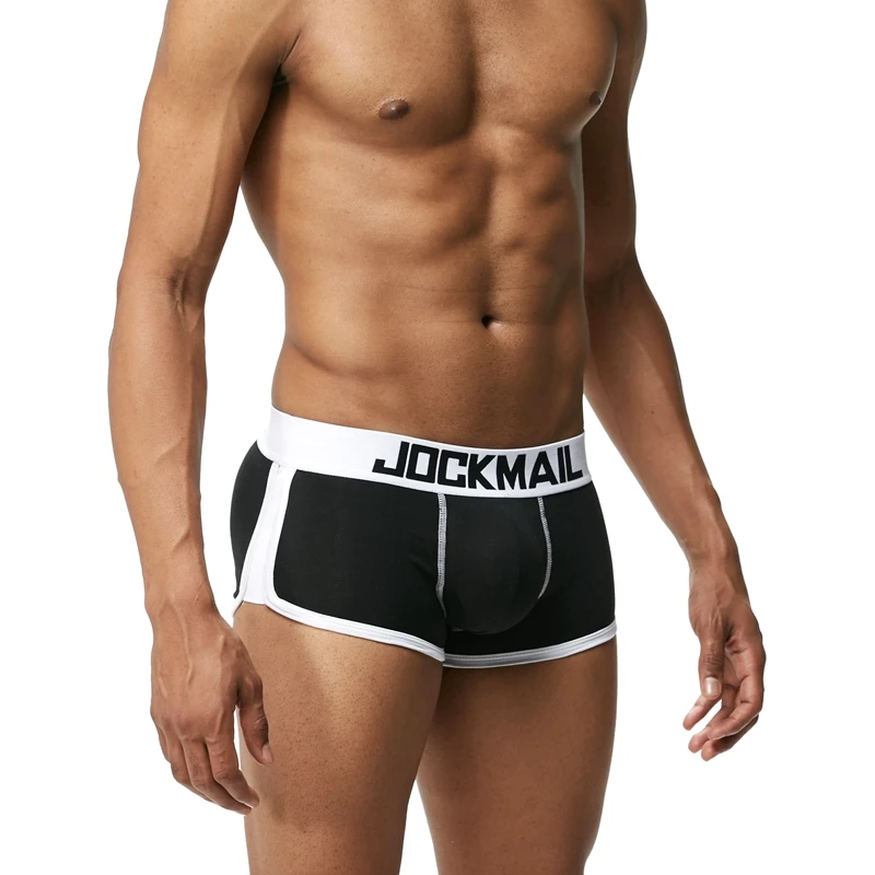 JOCKMAIL, фирменное Мужское нижнее белье, боксеры, плавки с сексуальным мешочком для пениса, усиление выпуклости спереди+ сзади, Двойная съемная чашка пуш-ап